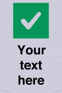 Custom plain background, green square with tick sign